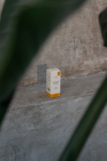Small box on a concrete surface with a textured wall in the background